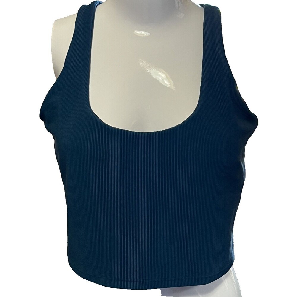 Sage Collective Sports Bra XL Racerback Blue Squareneck Longline Pads‎ Ribbed